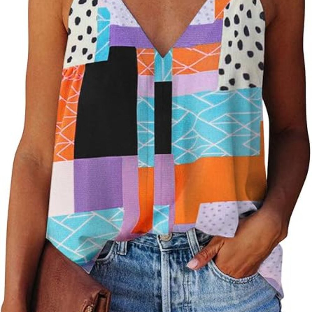 Amazon Multicolor Geometric Halter Top